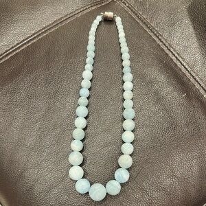 Light Aqua Blue Beaded 18” Necklace with magnetic clasp